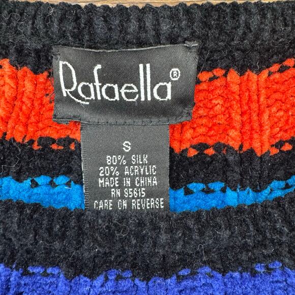 Rafaella size SMALL striped sweater 80% Silk VINTAGE thick knit - Picture 5 of 7